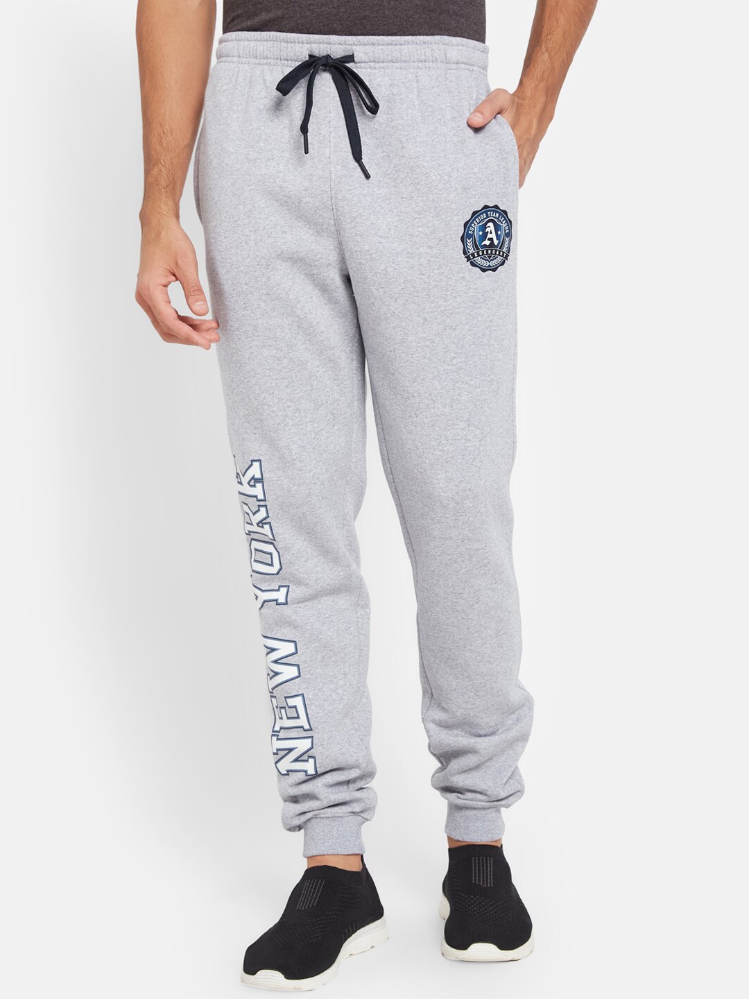 

Octave Printed Cotton Mid-Rise Joggers, Grey