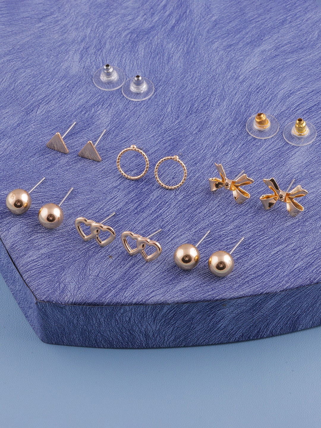 

DressBerry Set Of 6 Gold-Toned & White Gold-Plated Classic Studs Earrings