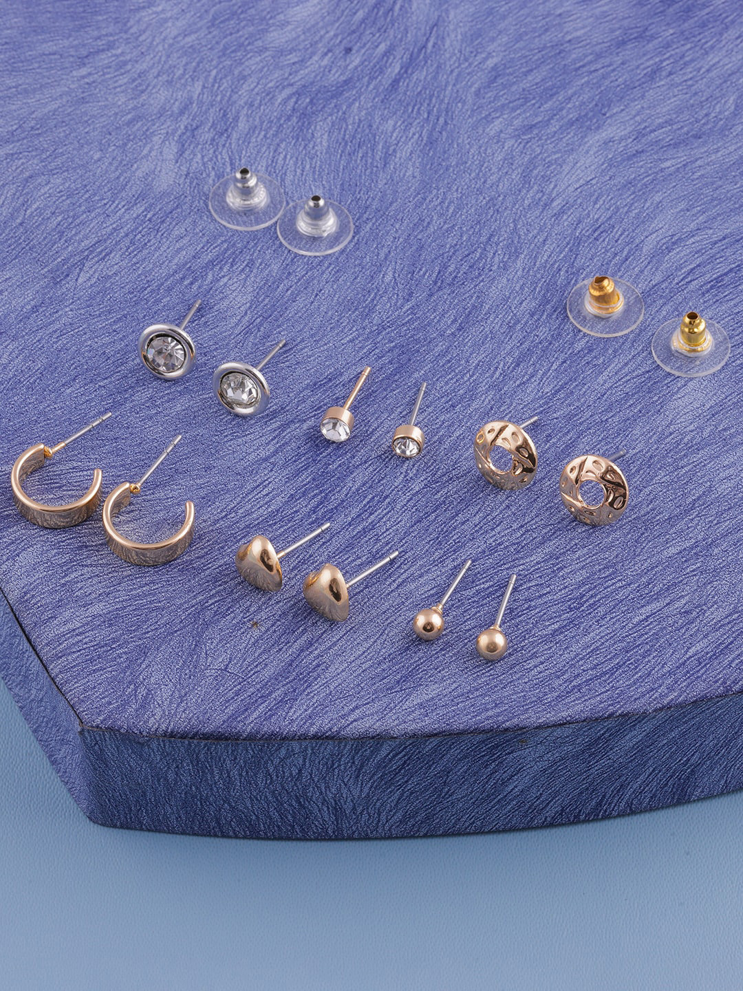 

DressBerry Set Of 6 Gold-Plated Beaded Classic Studs