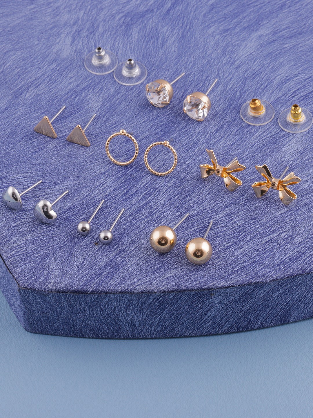 

DressBerry Set Of 7 Gold-Plated Beaded Classic Studs