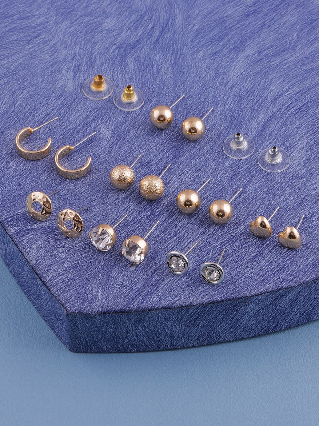 

DressBerry Set Of 8 Gold-Toned Classic Studs Earrings