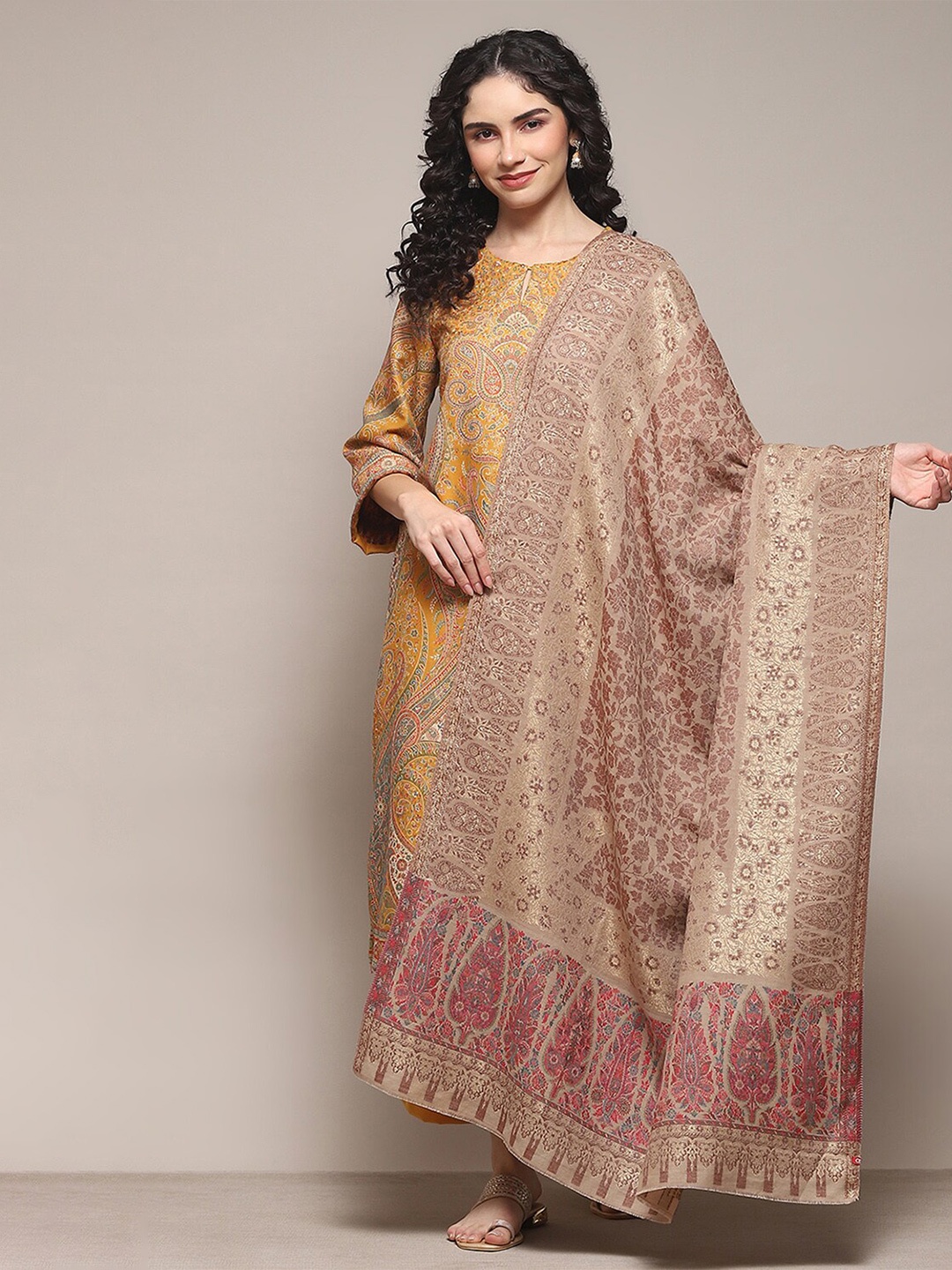 

Biba Paisley Woven Design Cotton Dupatta, Beige