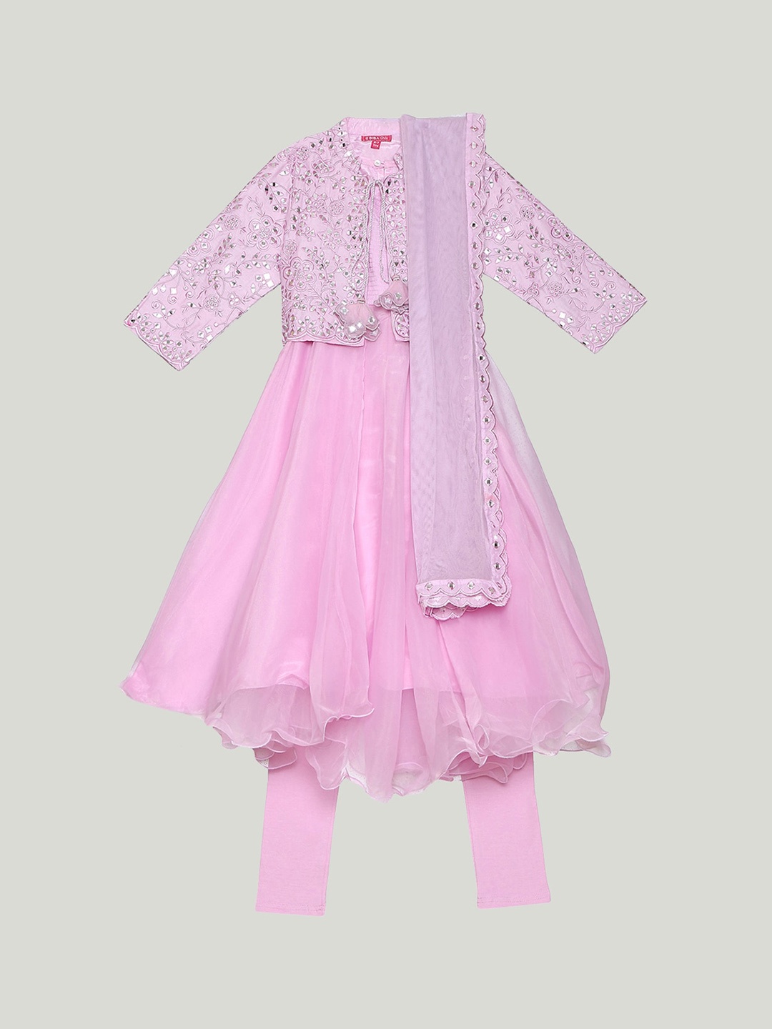 

Biba Girls Anarkali Kurta Set With Jacket, Pink