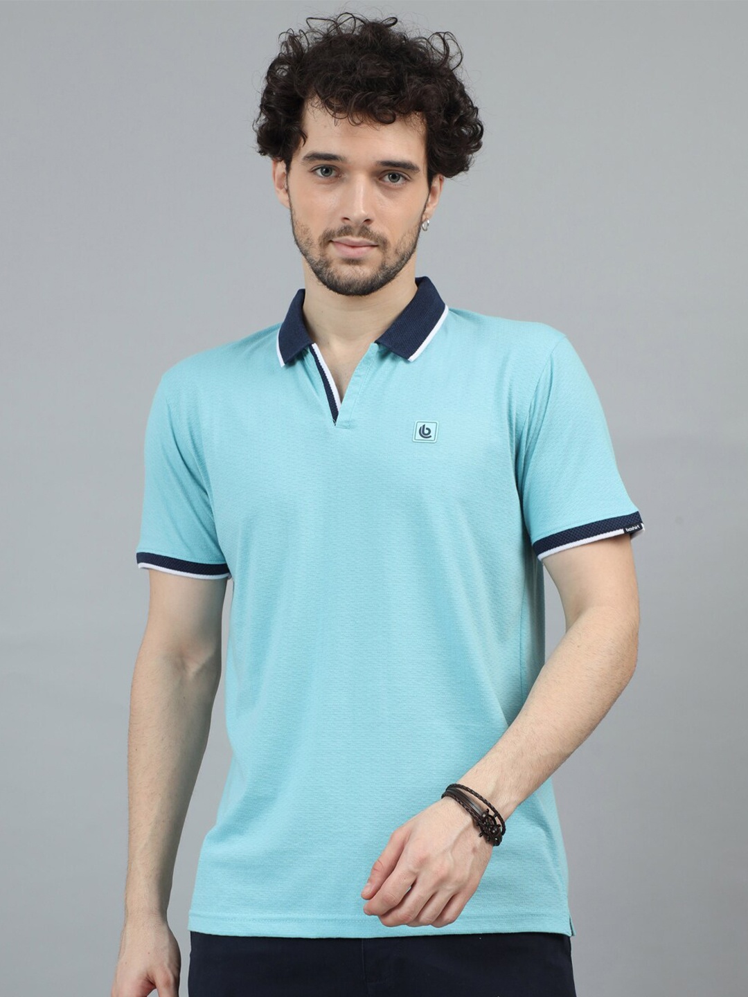 

Bushirt Polo Collar Pure Cotton T-shirt, Blue