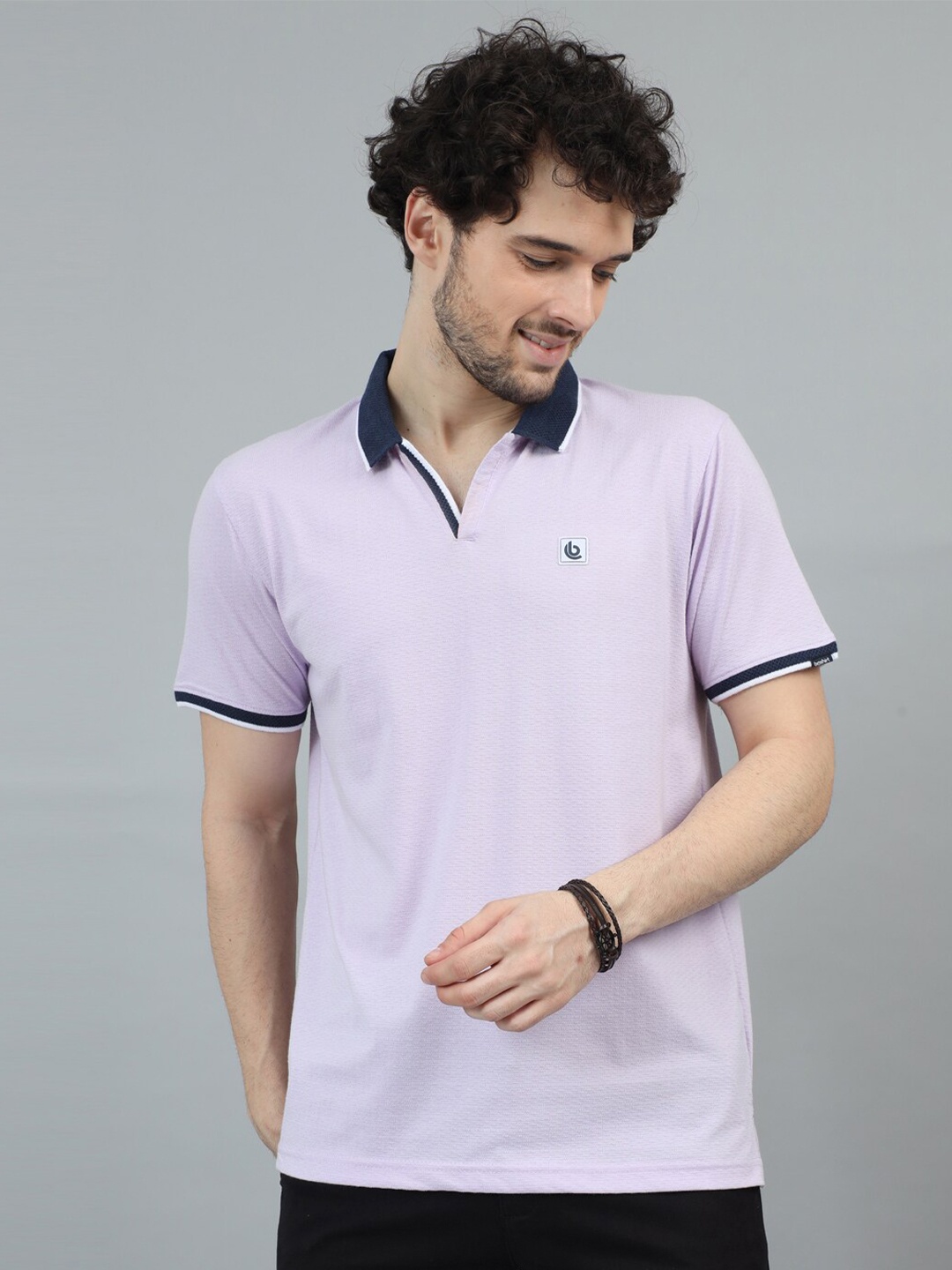 

Bushirt Polo Collar Pure Cotton T-shirt, Purple