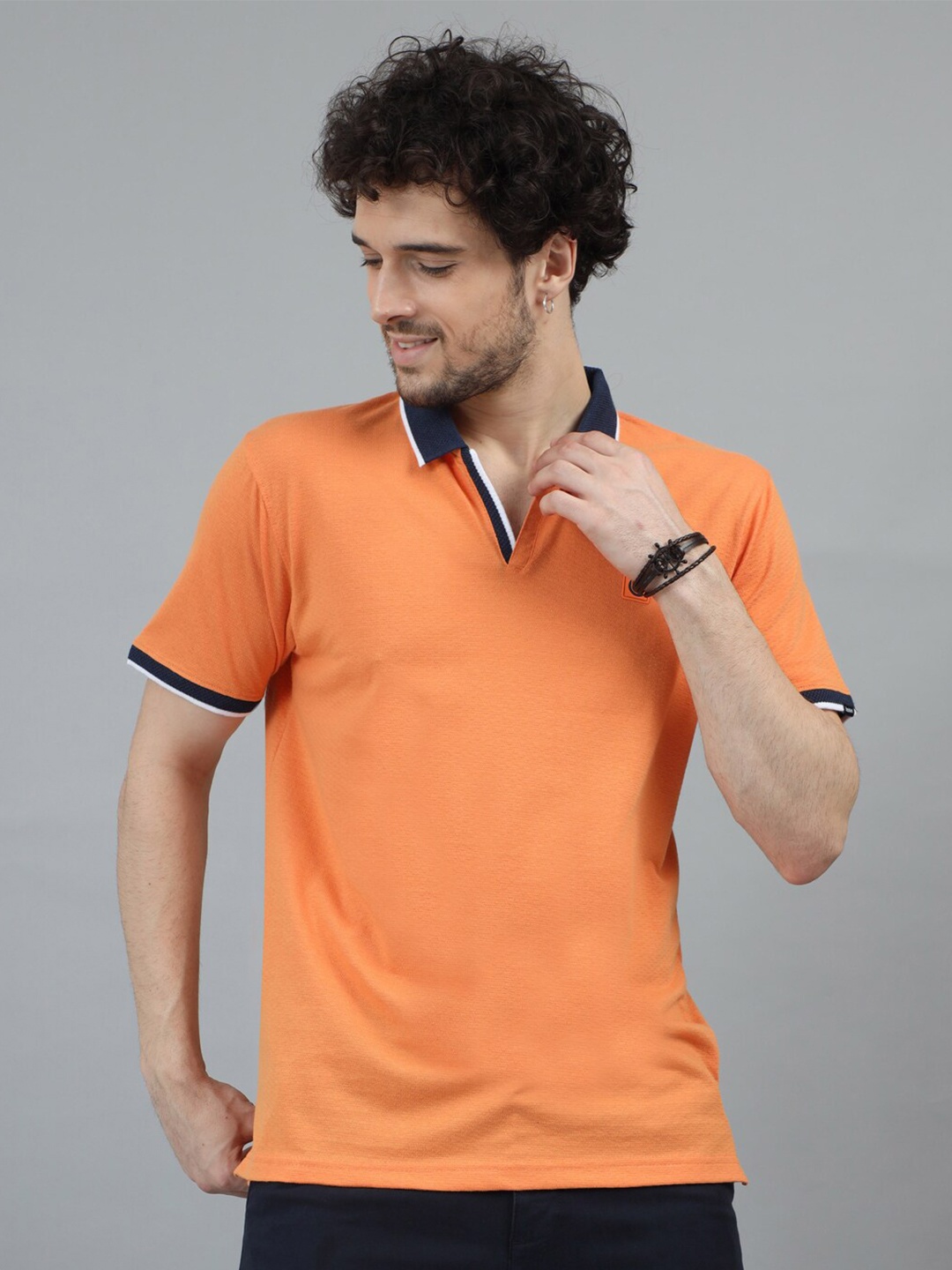 

Bushirt Polo Collar Pure Cotton T-shirt, Orange