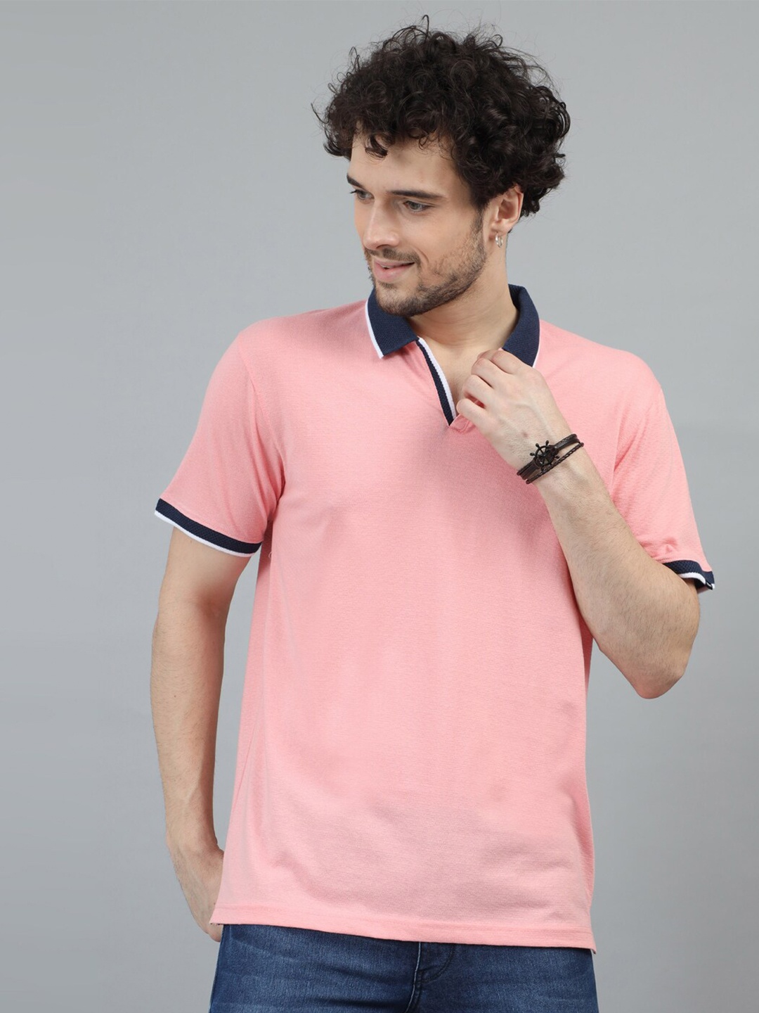 

Bushirt Polo Collar Pure Cotton T-shirt, Pink