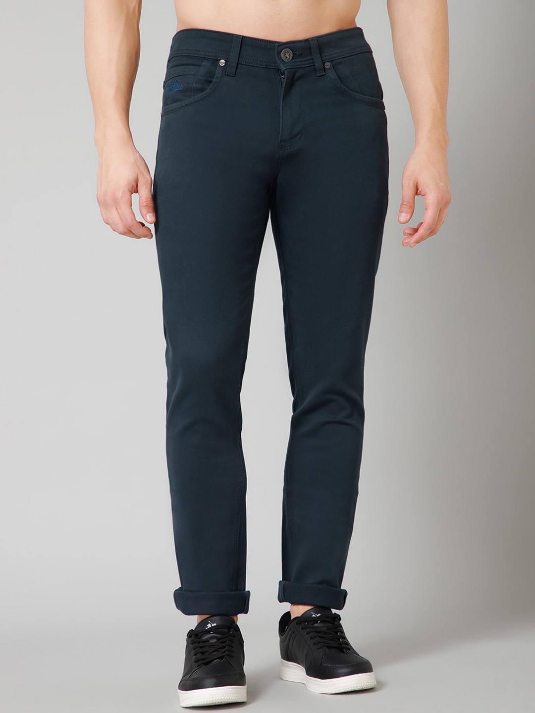 

Cantabil Men Mid-Rise Comfort Fit Cotton Trousers, Teal