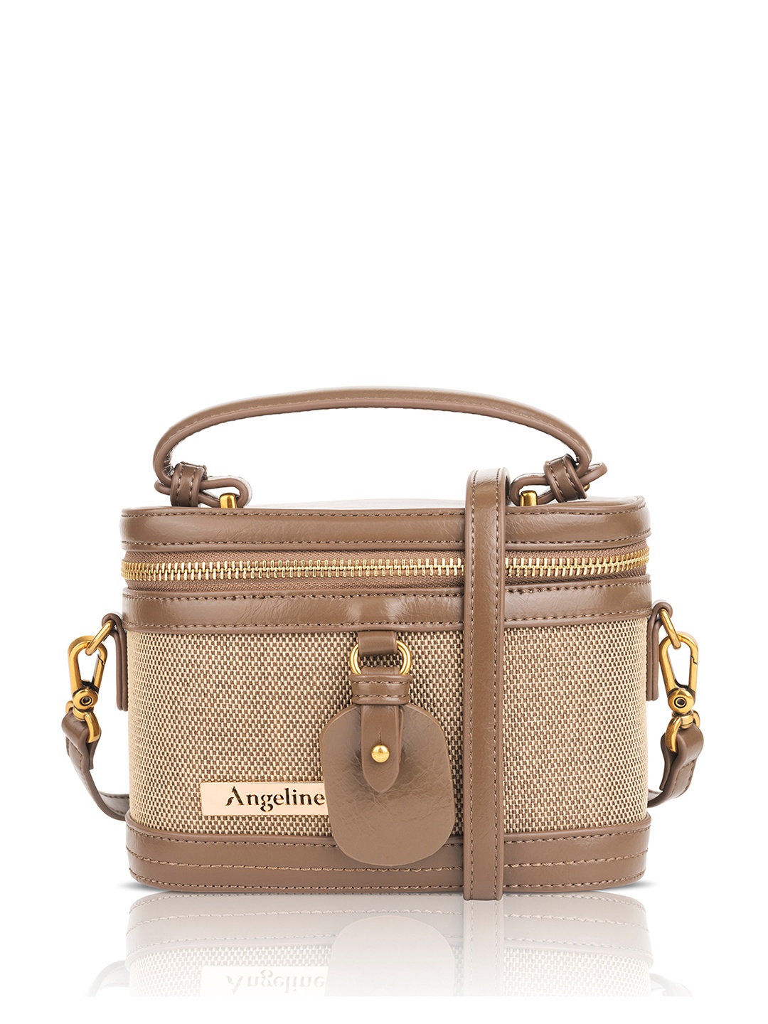 

Angeline Textured Structured Sling Bag, Brown