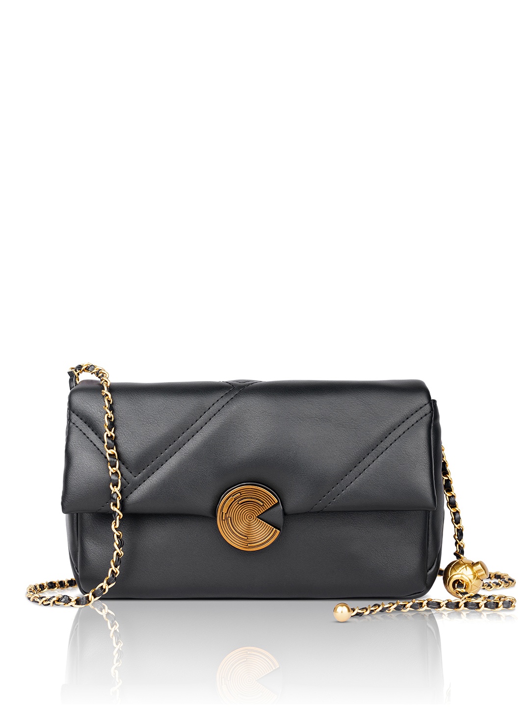 

Angeline Quilted Structured Sling Bag, Black