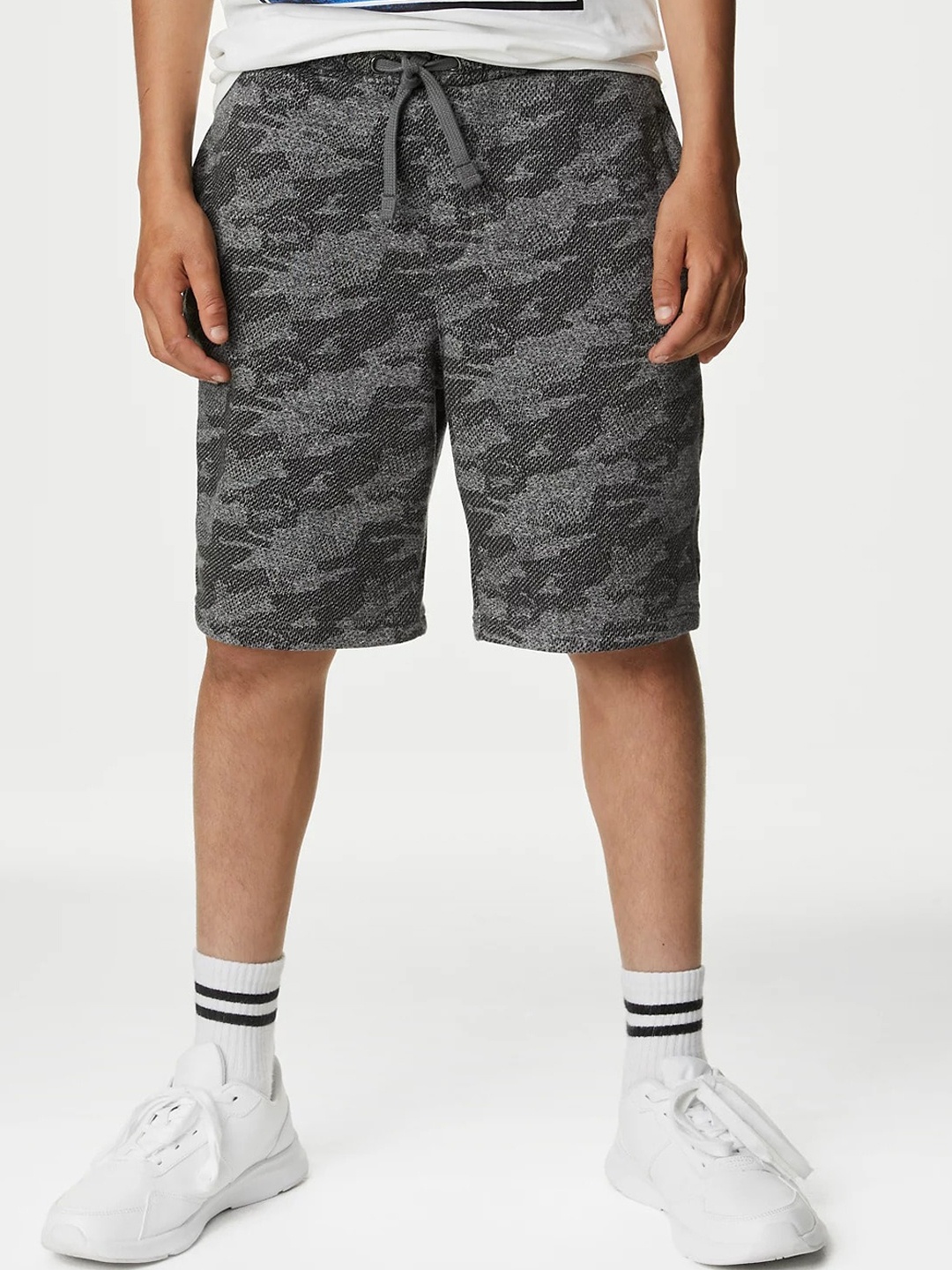 

Marks & Spencer Boys Camouflage Printed Mid-Rise Shorts, Black
