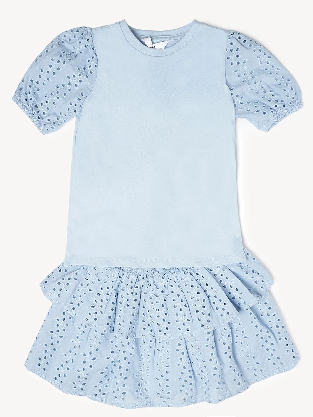 

Marks & Spencer Girls Self Design Pure Cotton Top & Skirt, Blue