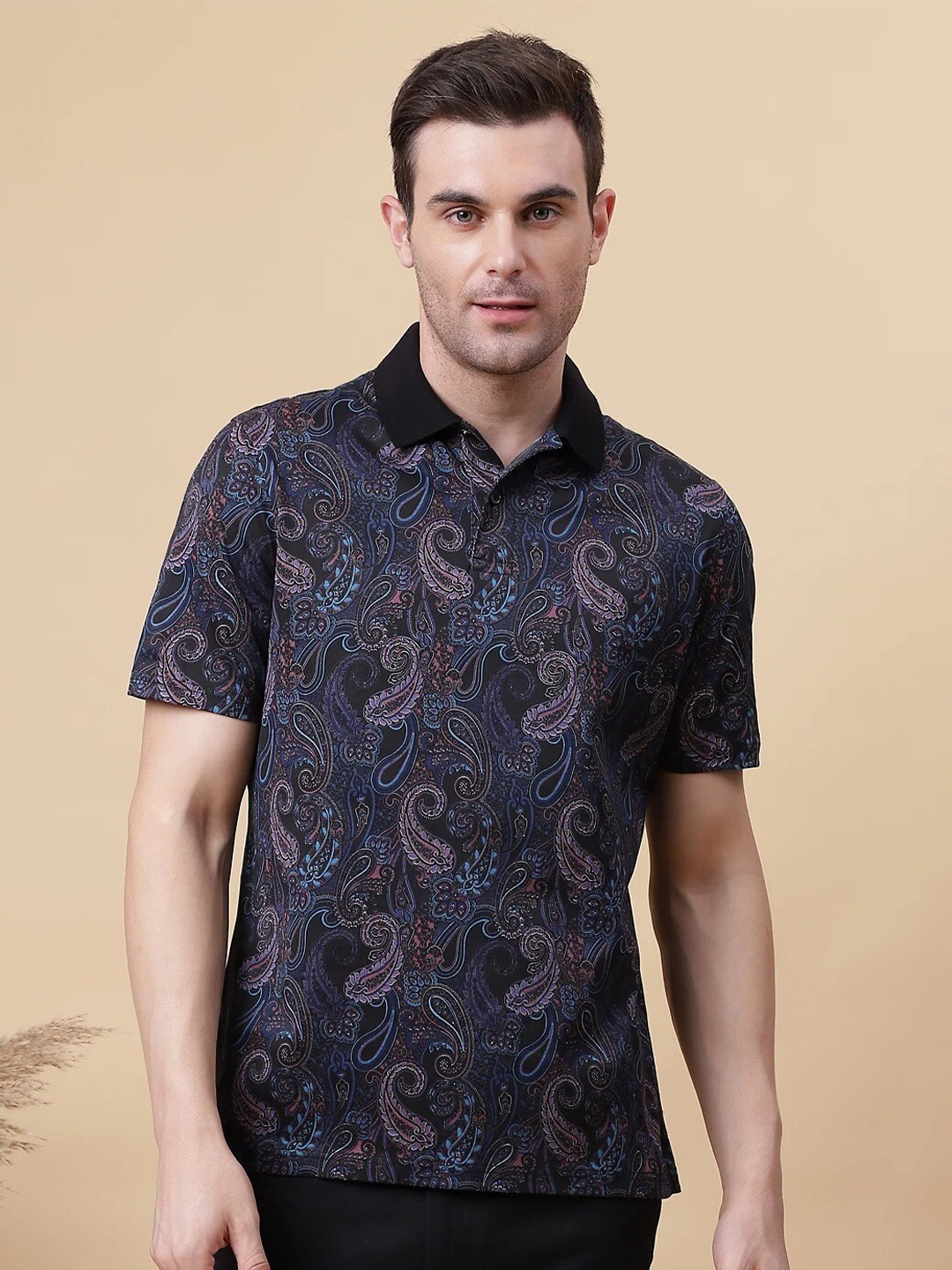 

Marks & Spencer Ethnic Motifs Printed Polo Collar T-shirt, Black