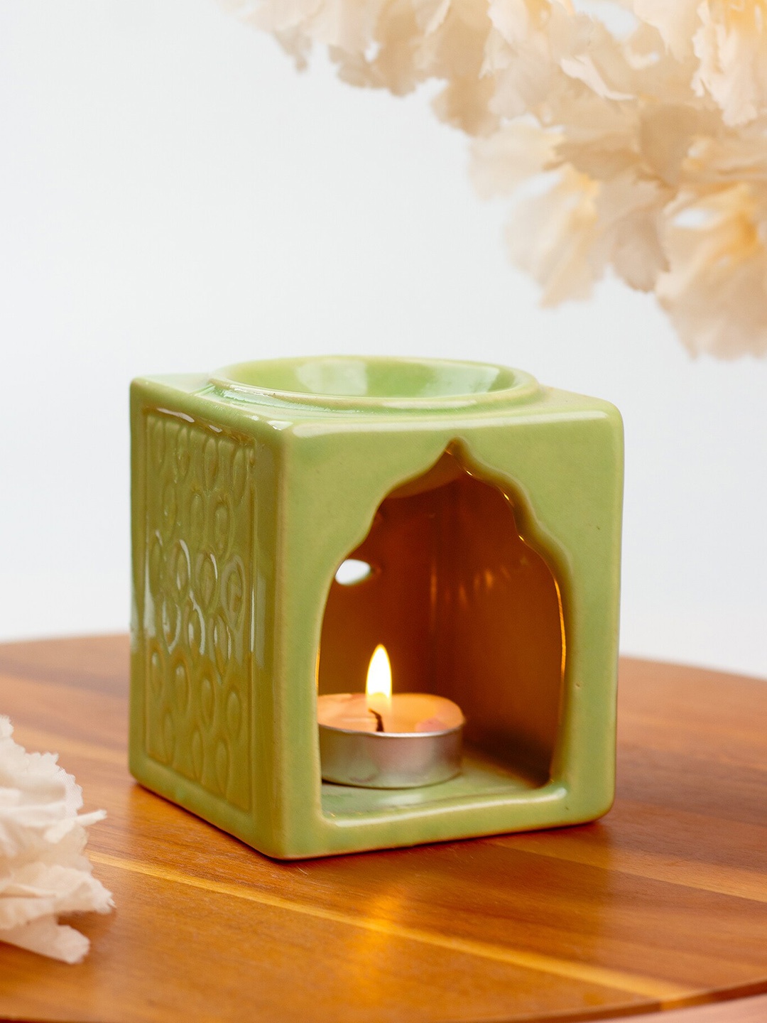 

AuraDecor Green Ceramic Burner Square Shape Aroma Diffuser