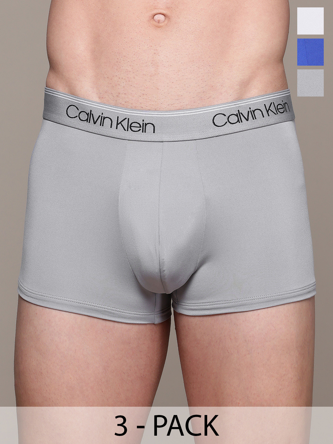 

Calvin Klein Underwear Men Pack of 3 Solid Trunks NB2569MU4, Blue