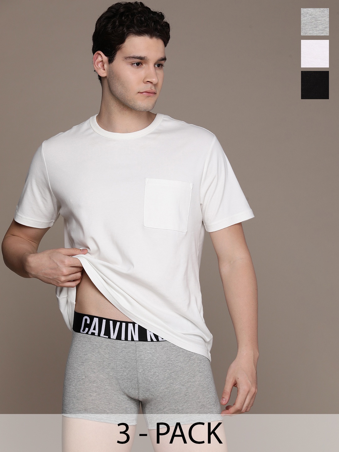 

Calvin Klein Underwear Men Pack Of 3 Trunks NB3608MPI-MPI-BLACK/GREY, White