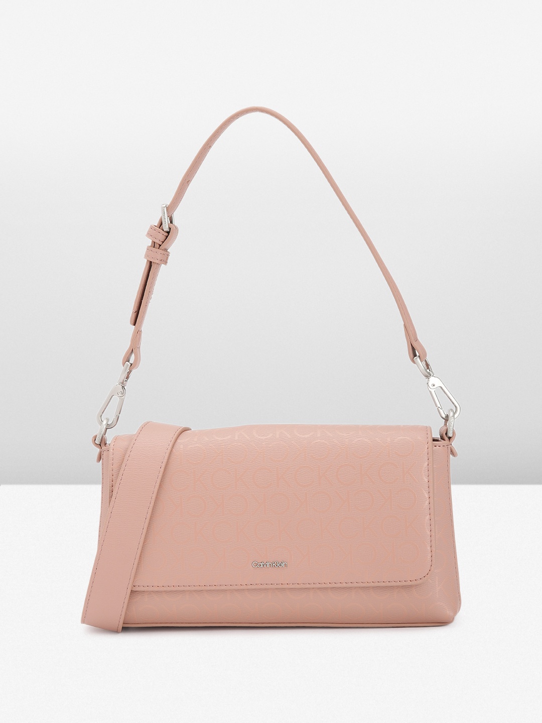 

Calvin Klein Brand Logo Patterned Satchel, Rose