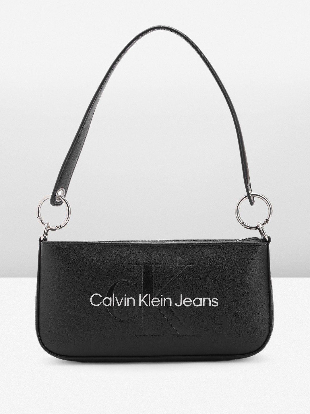 

Calvin Klein Brand Logo Printed Handheld Bag, Black