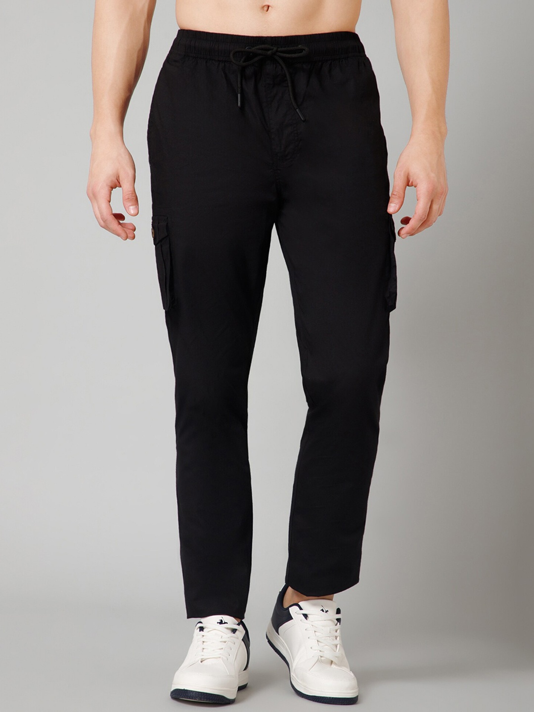 

Cantabil Men Cotton Mid-Rise Track Pant, Black