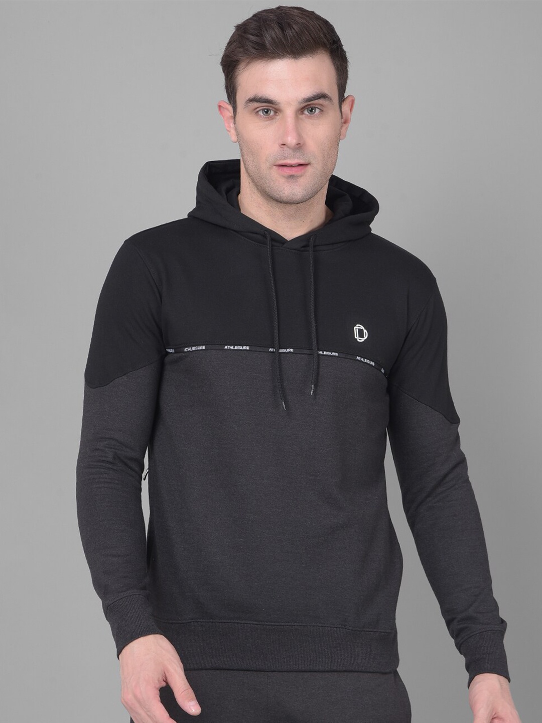 

Dollar Colourblocked Dry-Fit Hooded Cotton Pullover Sweatshirt, Charcoal