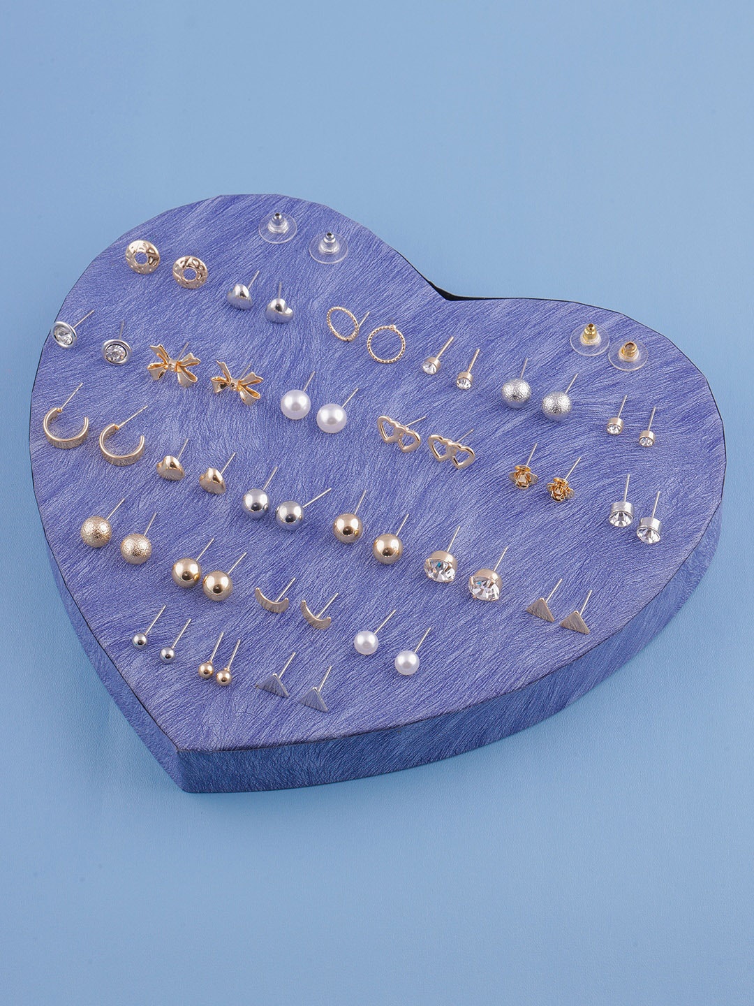 

DressBerry Set Of 25 Gold-Plated Stones & Beads-Studded Classic Studs Earrings