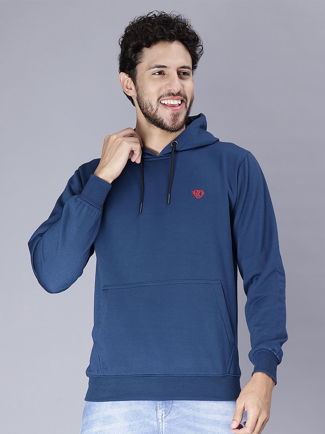 

WE PERFECT Hooded Fleece Pullover, Blue