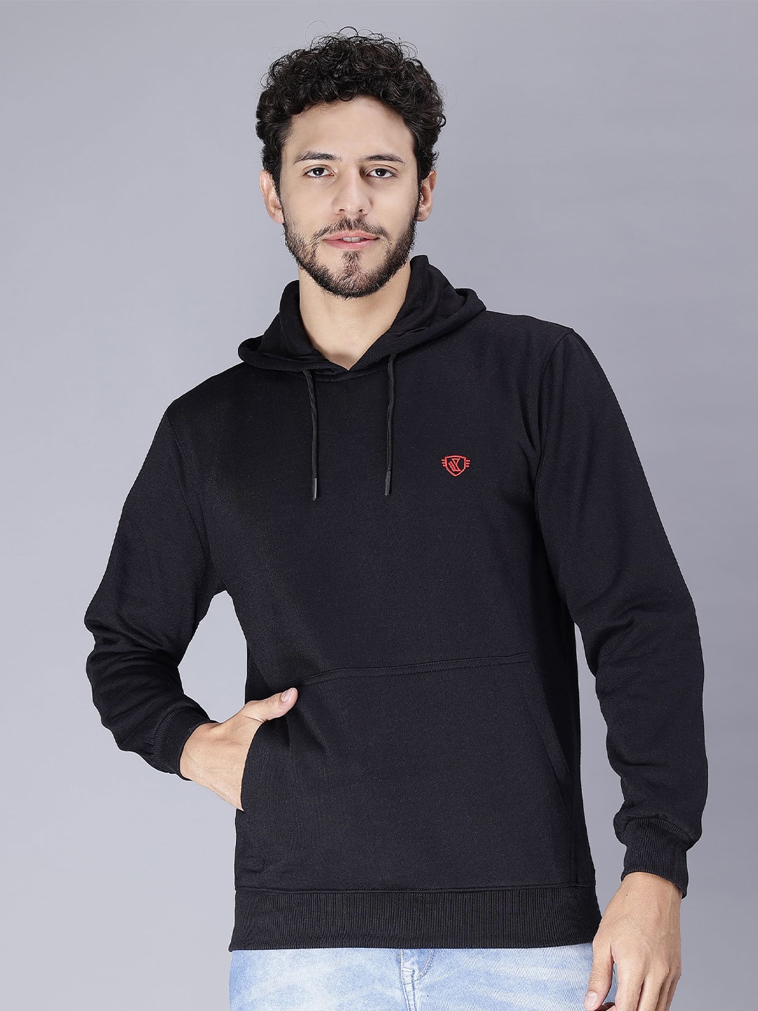 

WE PERFECT Hooded Fleece Sweatshirt, Black
