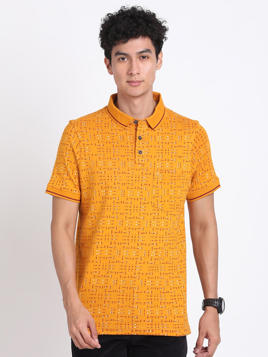 

Turtle Abstract Printed Slim Fit Pure Cotton T-shirt, Mustard