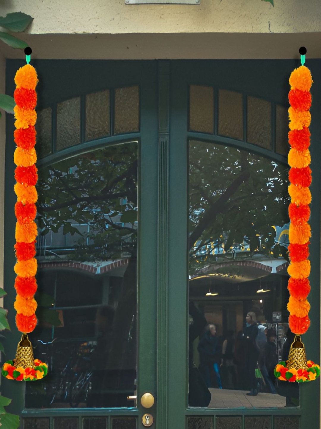 

iHandikart Orange & Yellow 20 Pieces Hanging Marigold Artificial Flowers