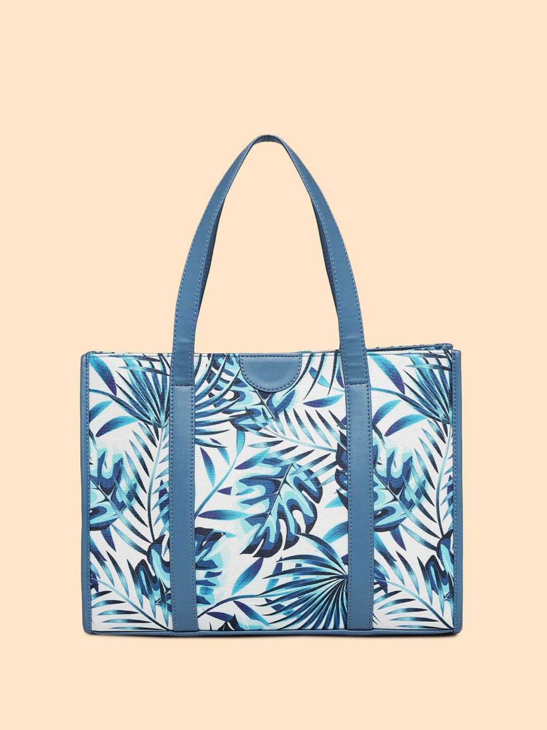 

DressBerry Floral Printed Structured Oversized Tote Bag, Blue