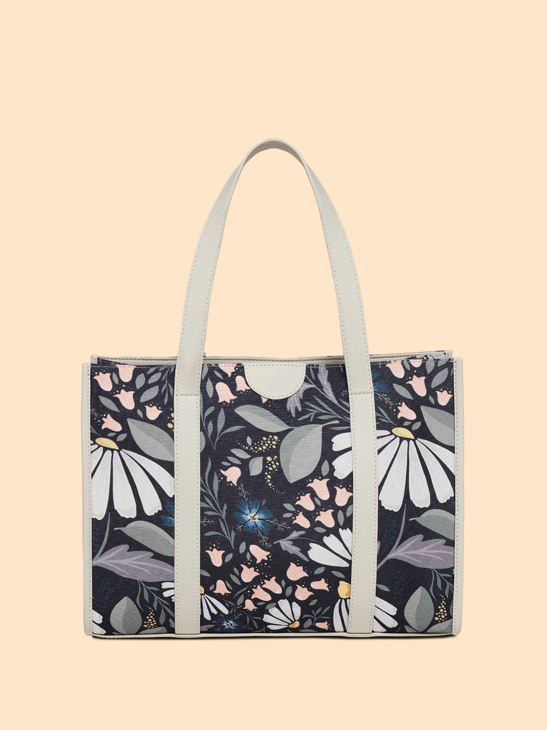 

DressBerry Floral Printed Structured Tote Bag, Grey