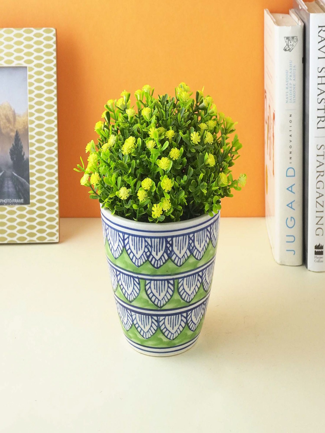 

The Decor Mart Green & Blue Printed Ceramic Planters