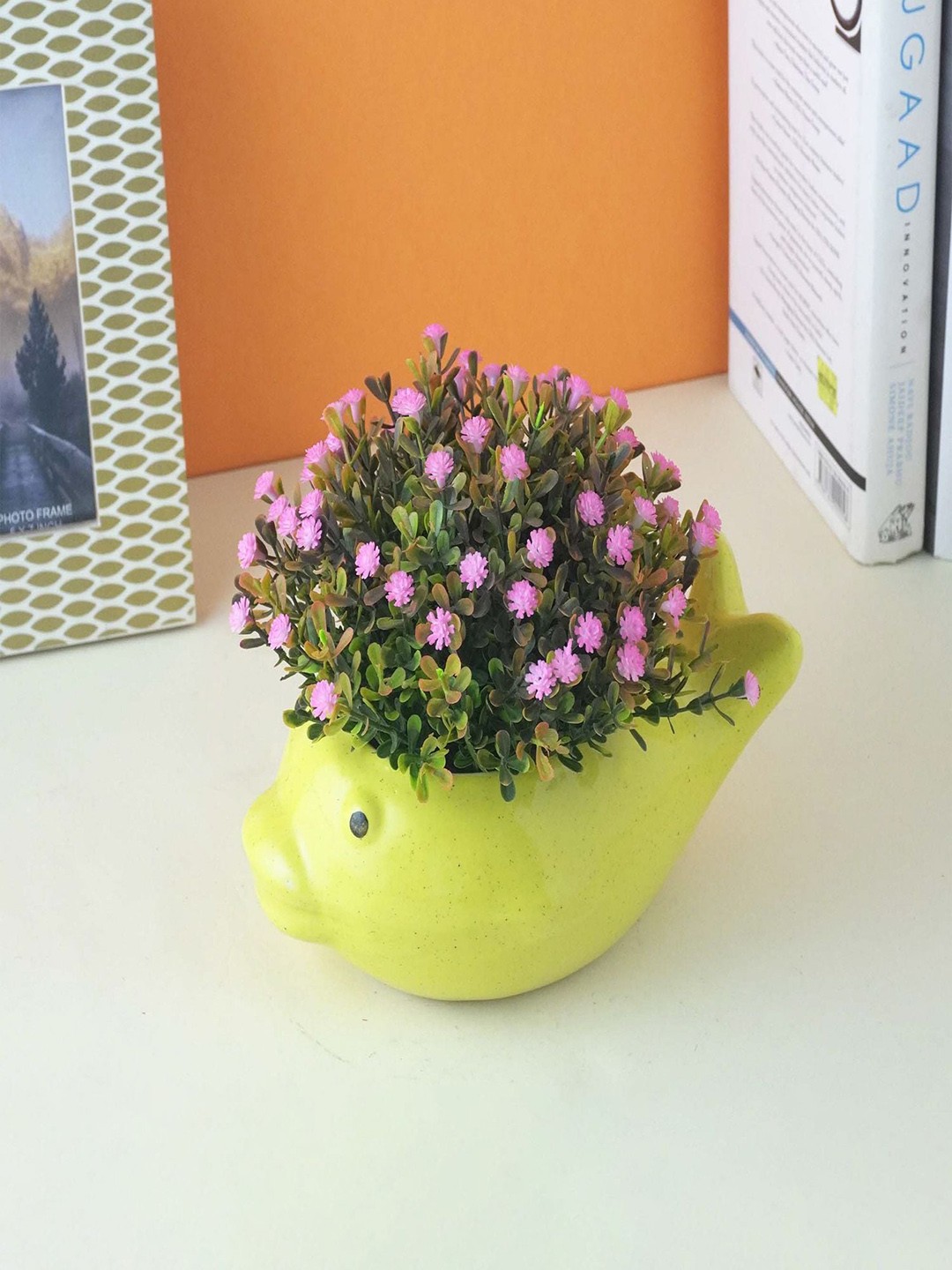 

The Decor Mart Yellow Textured Ceramic Fish Planters