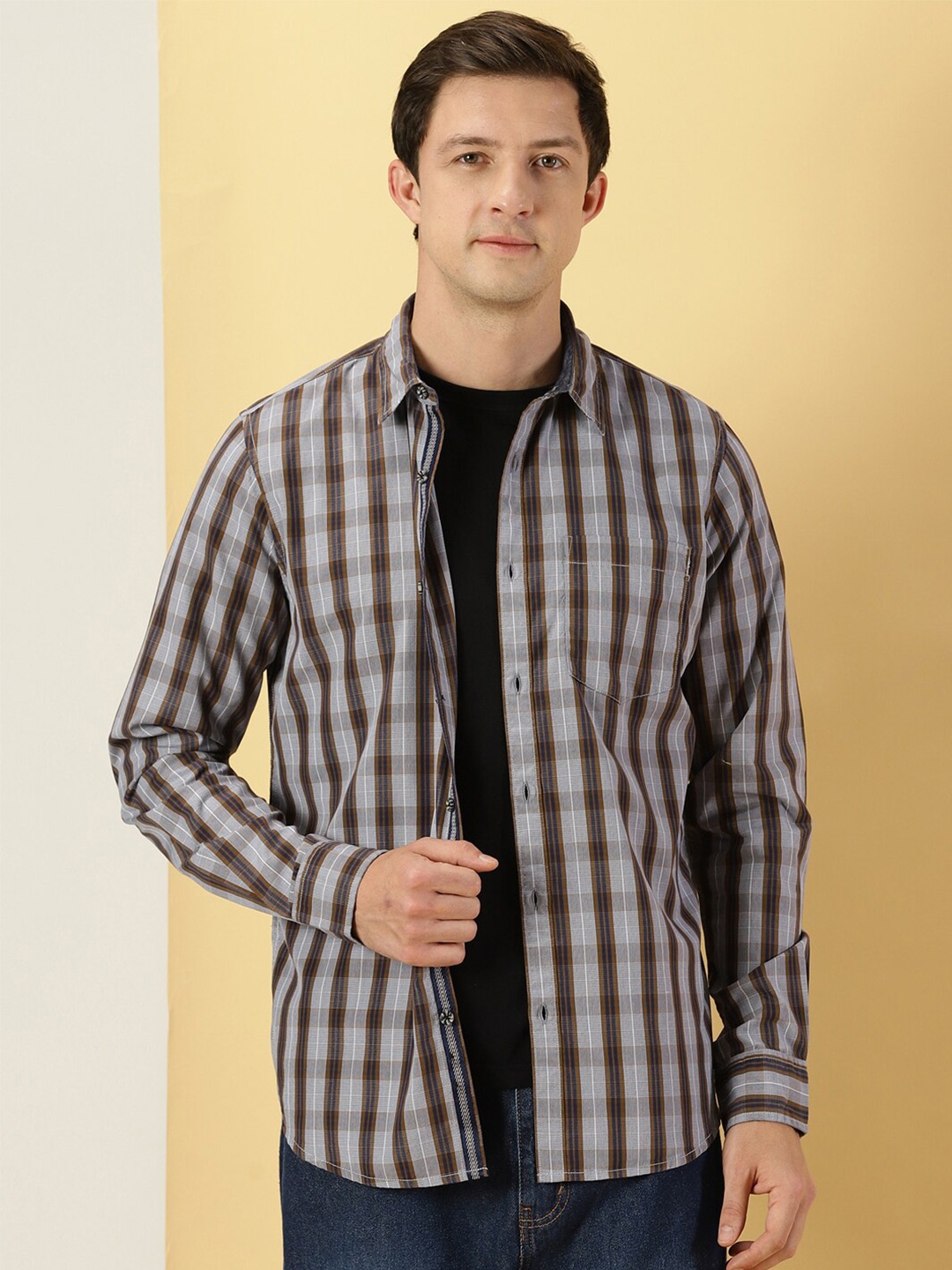 

Thomas Scott Classic Slim Fit Tartan Checked Pure Cotton Casual Shirt, Grey