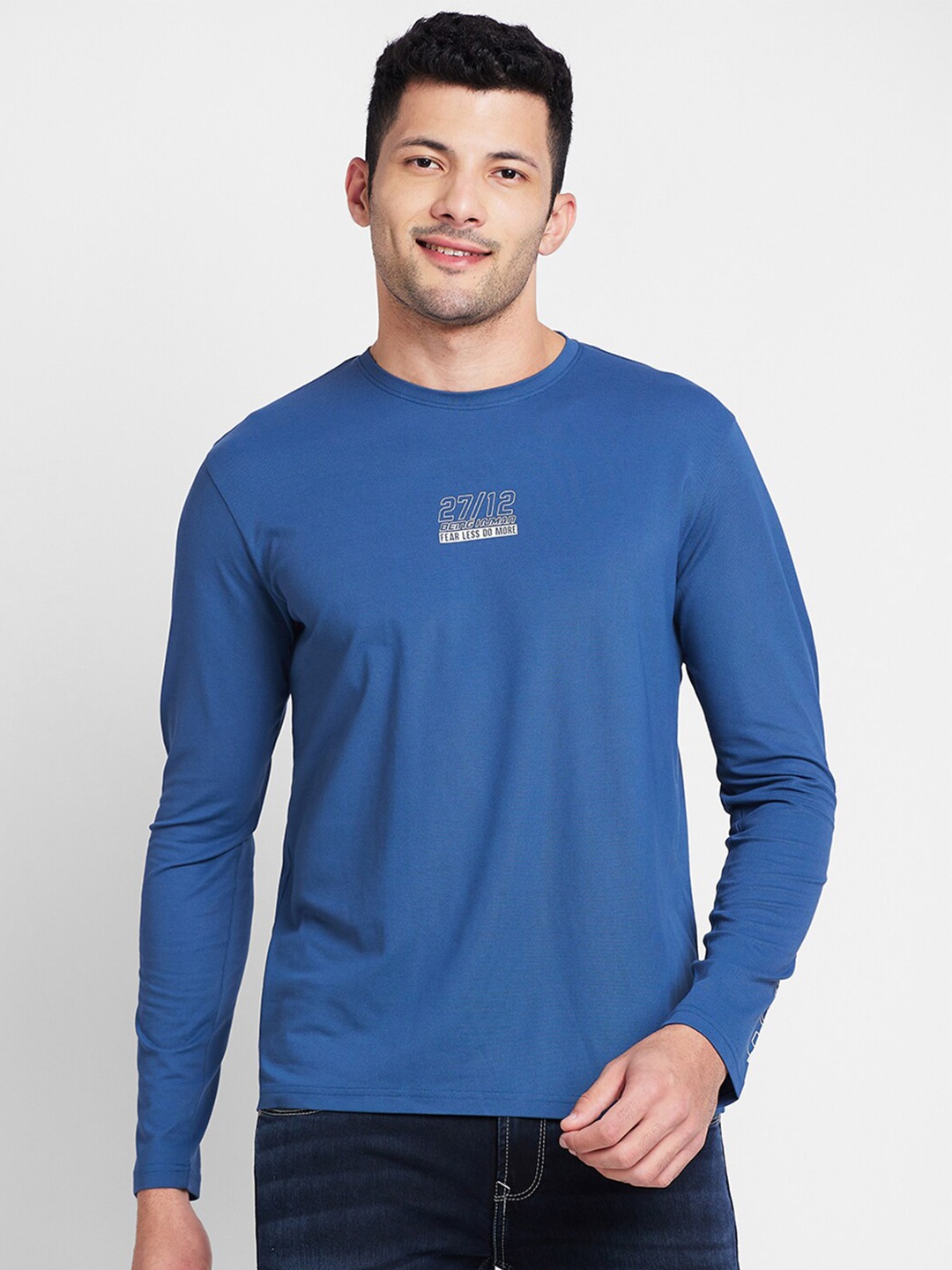 

Being Human Round Neck Cotton T-shirt, Blue