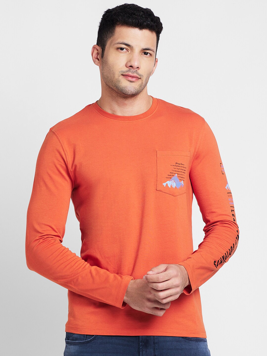 

Being Human Round Neck Cotton T-shirt, Rust