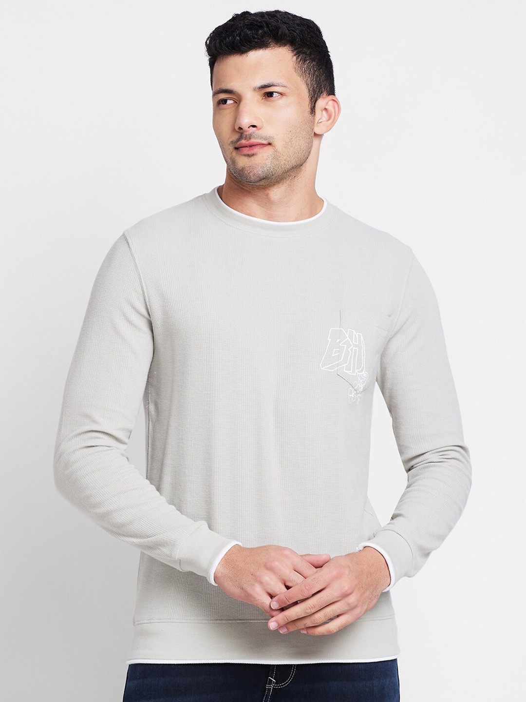 

Being Human Self Design Round Neck Casual T-shirt, Grey