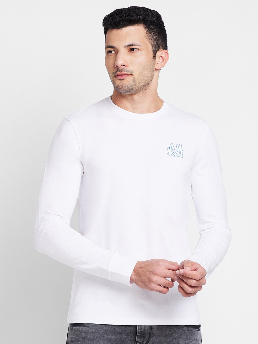 

Being Human Round Neck Long Sleeves Casual T-shirt, White
