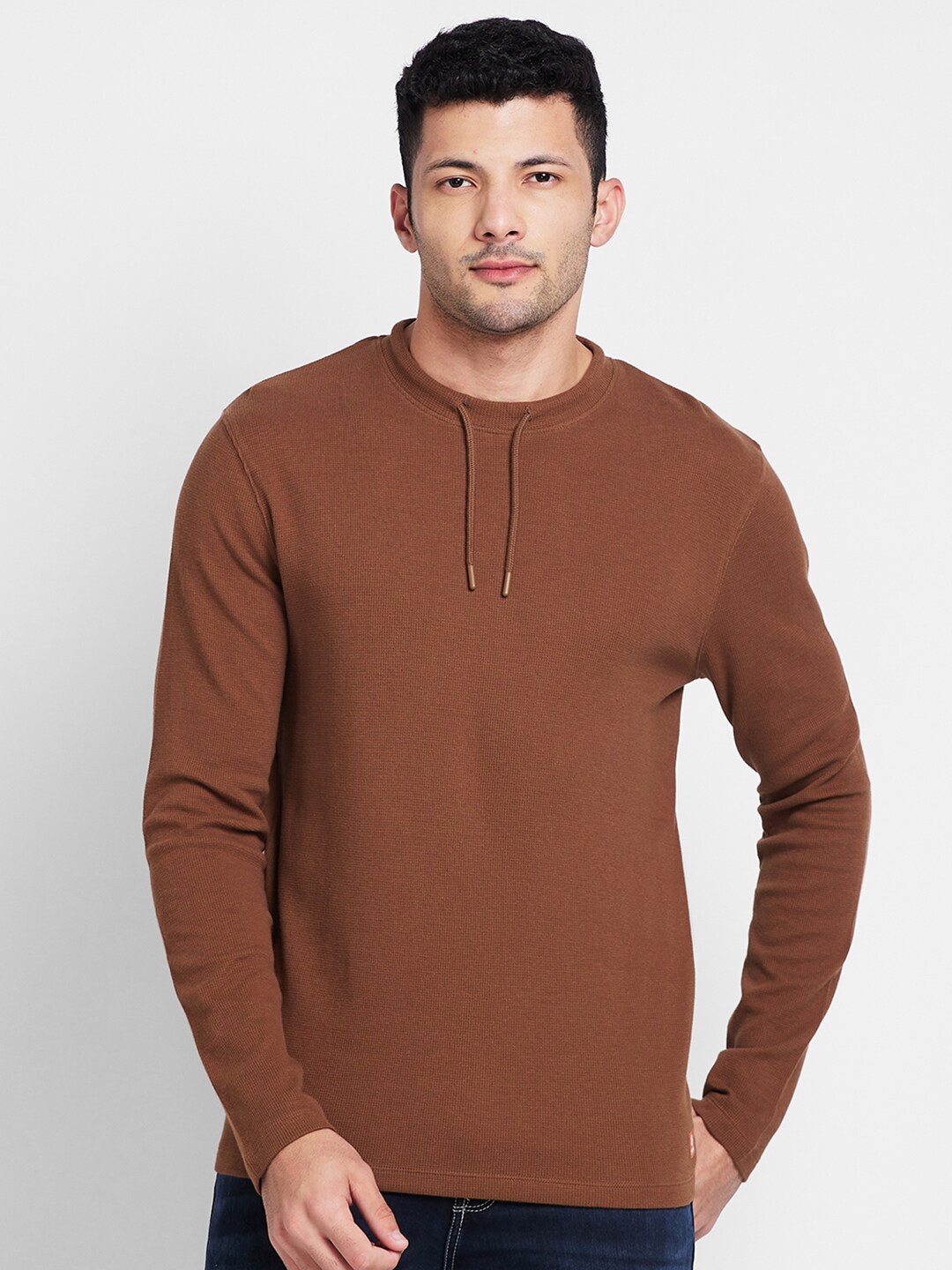 

Being Human Henley Neck Cotton T-shirt, Brown
