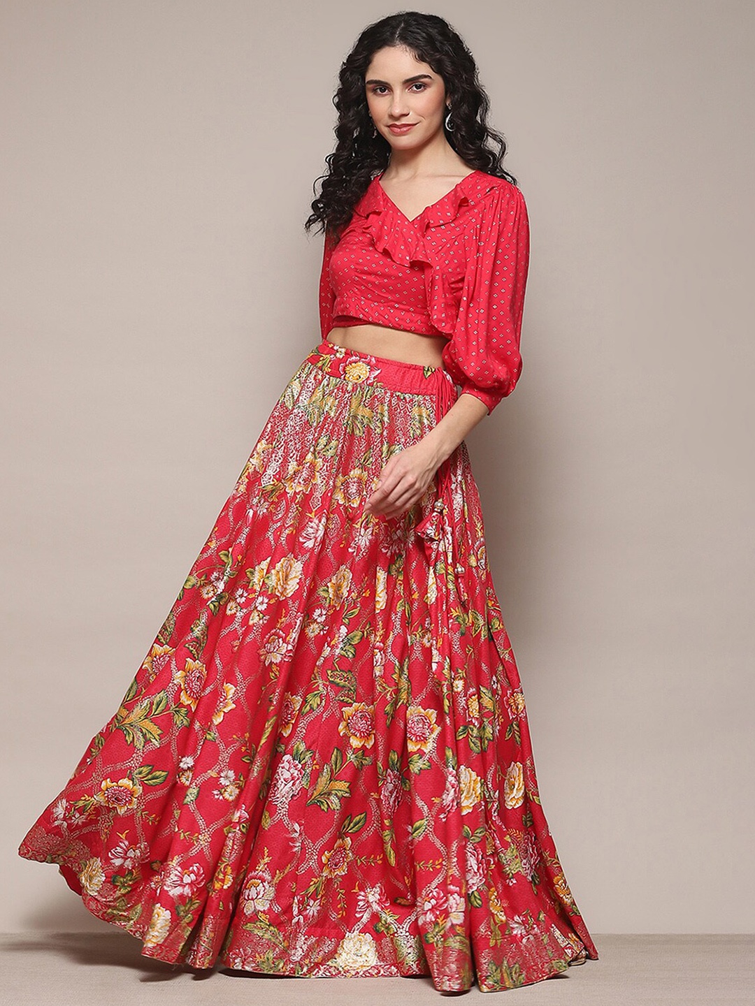 

Biba Ethnic Motifs Printed Ready to Wear Lehenga Choli, Fuchsia