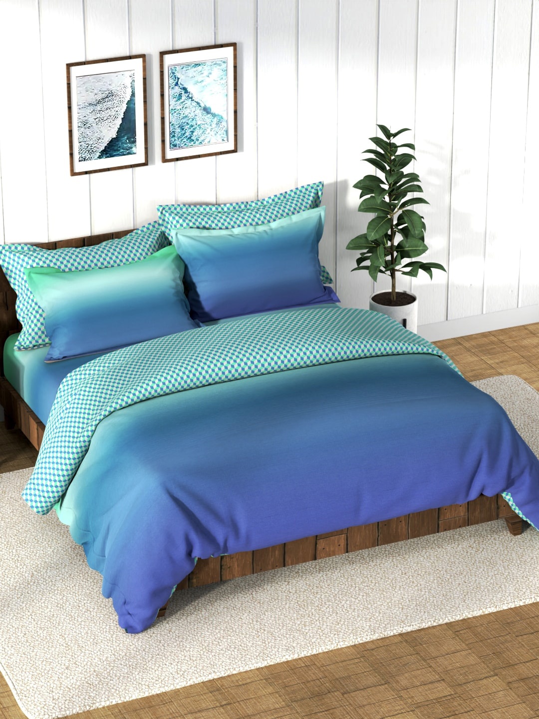 

Nautica Blue Geometric Printed AC Room Cotton Bedding Set
