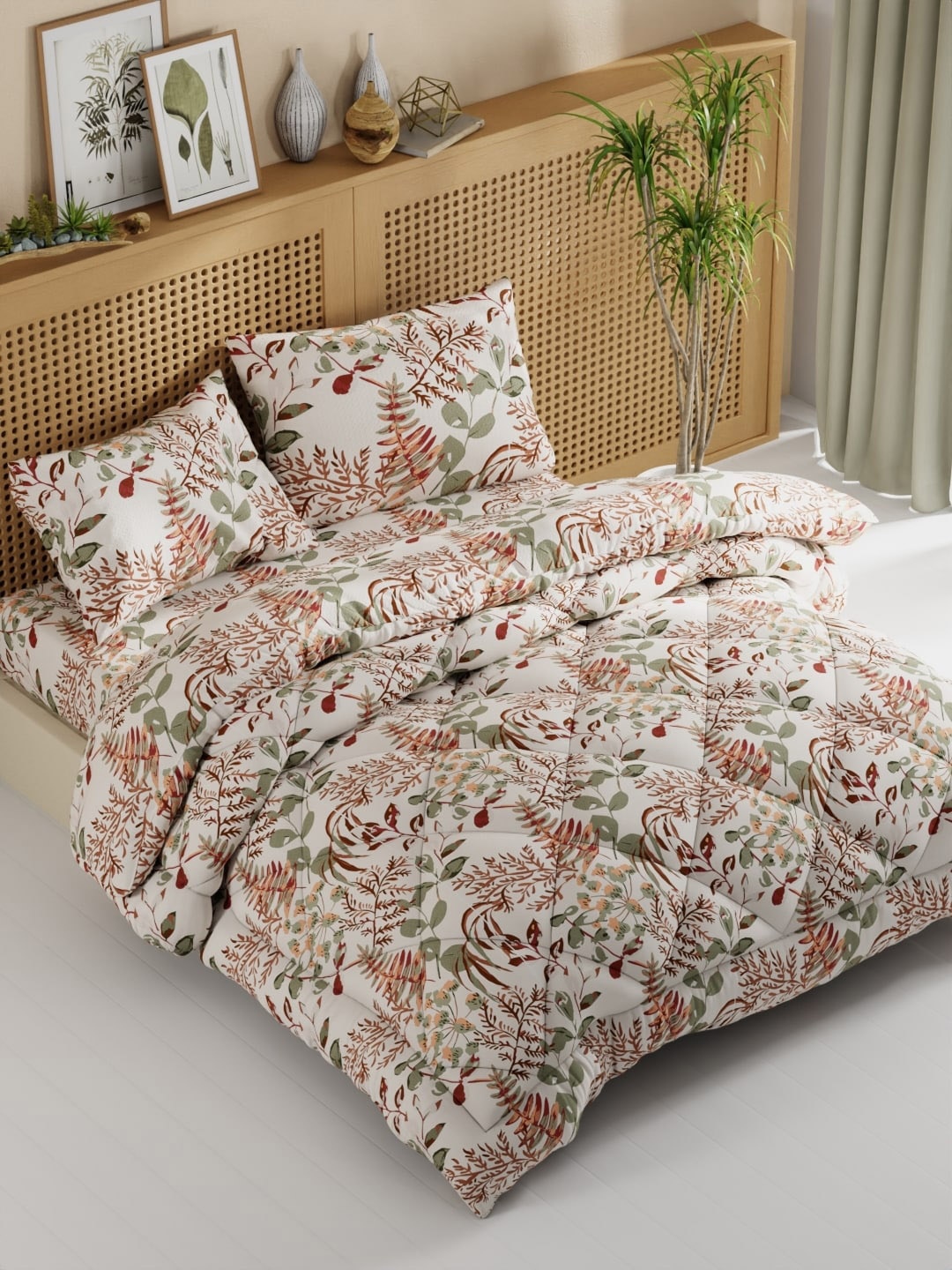 

BIANCA Beige Geometric Printed AC Room Bedding Set
