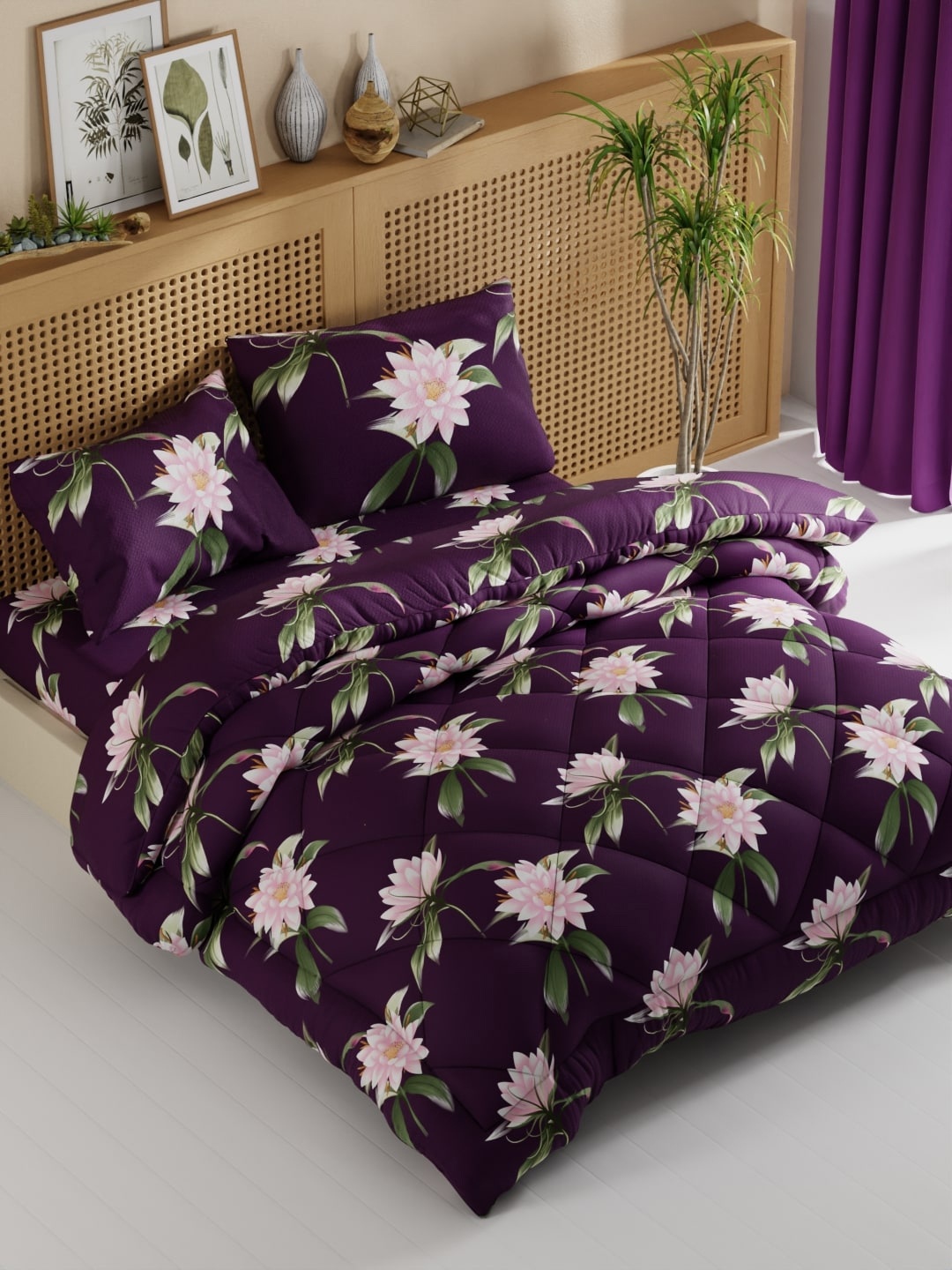 

BIANCA Maroon Green Geometric Printed AC Room Bedding Set