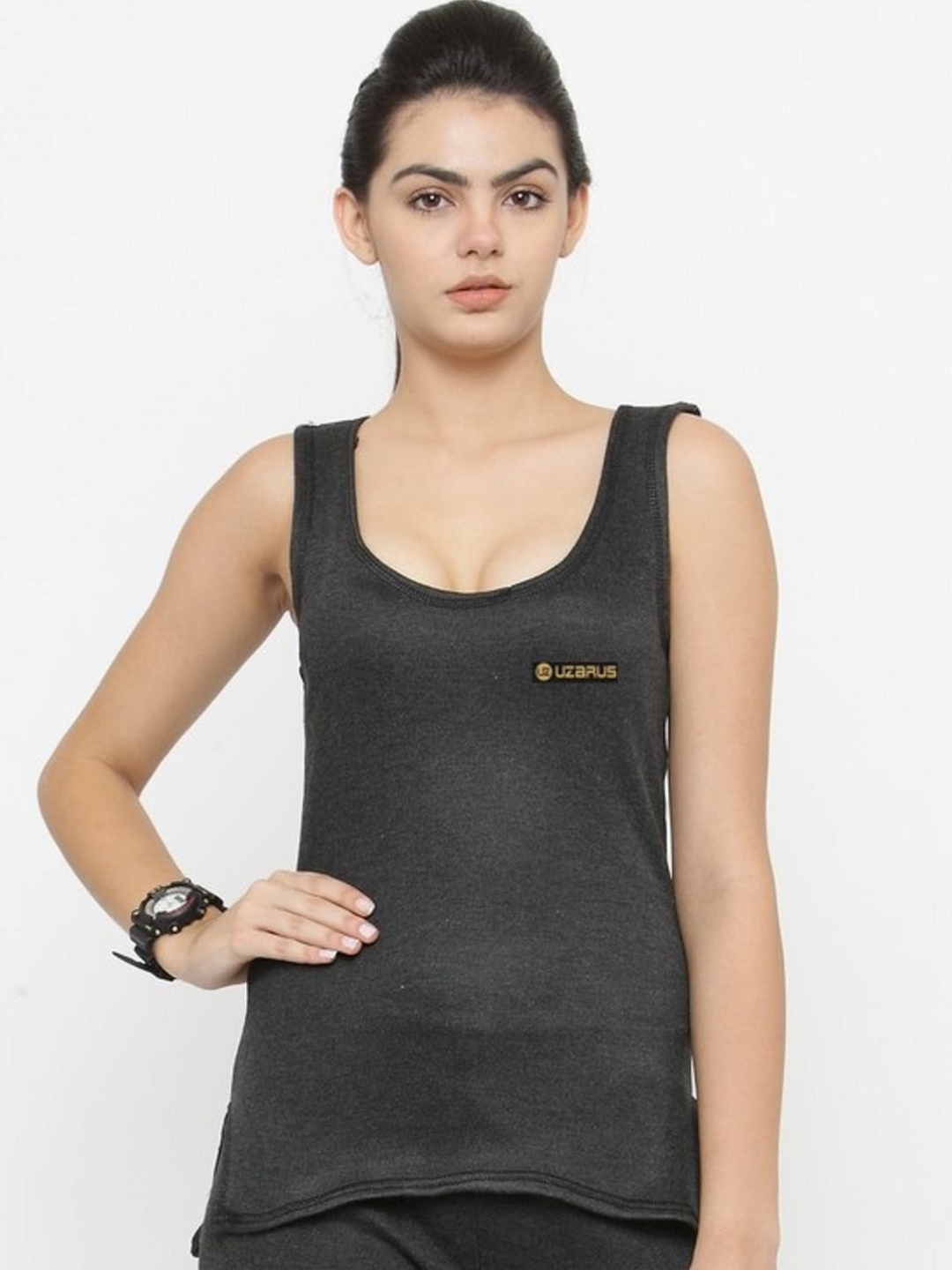 

UZARUS Scoop Neck Thermal Tops, Black