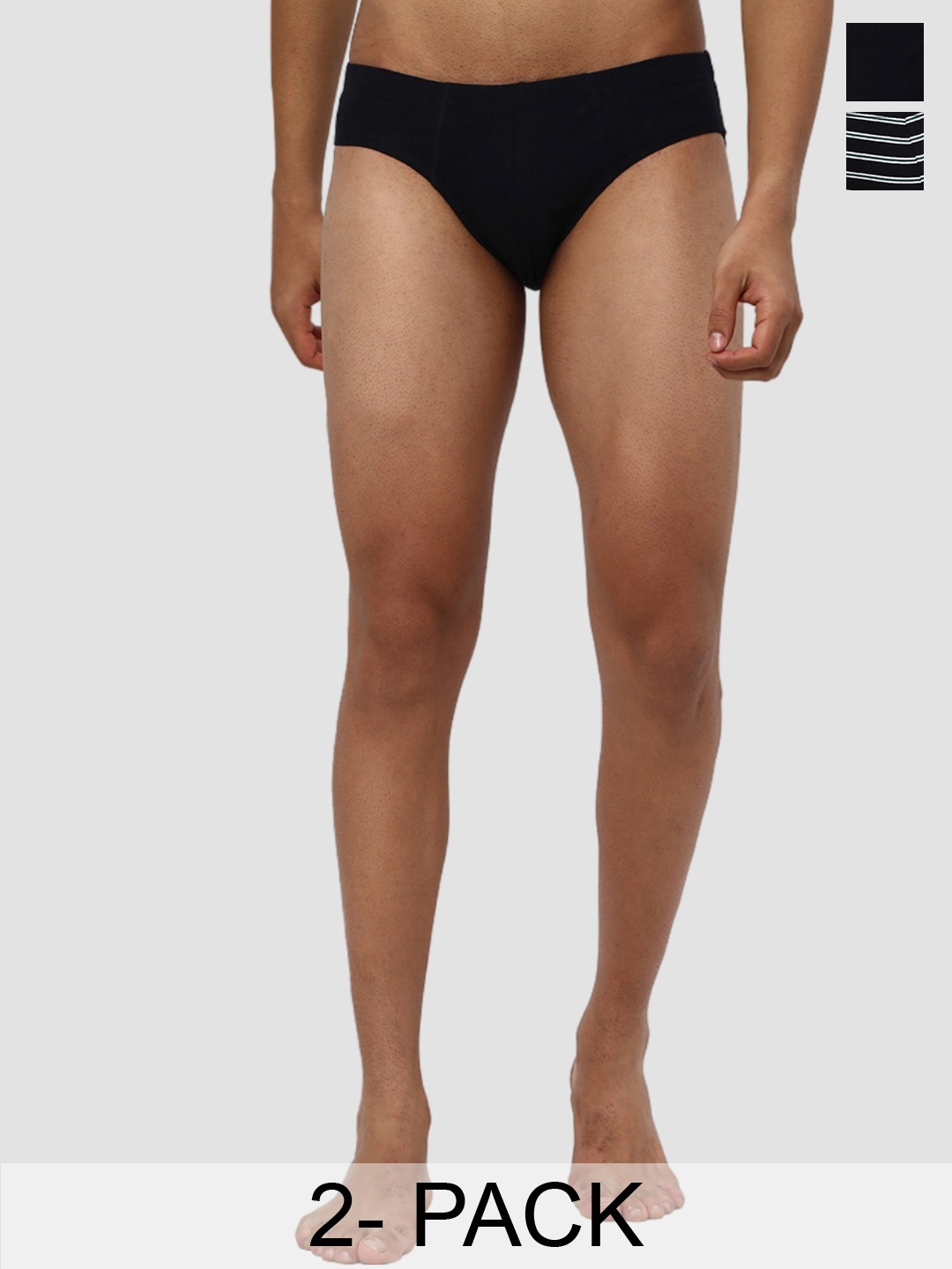 

R&B Pack Of 2 Low Rise Cotton Basic Briefs 8909006069047, Black