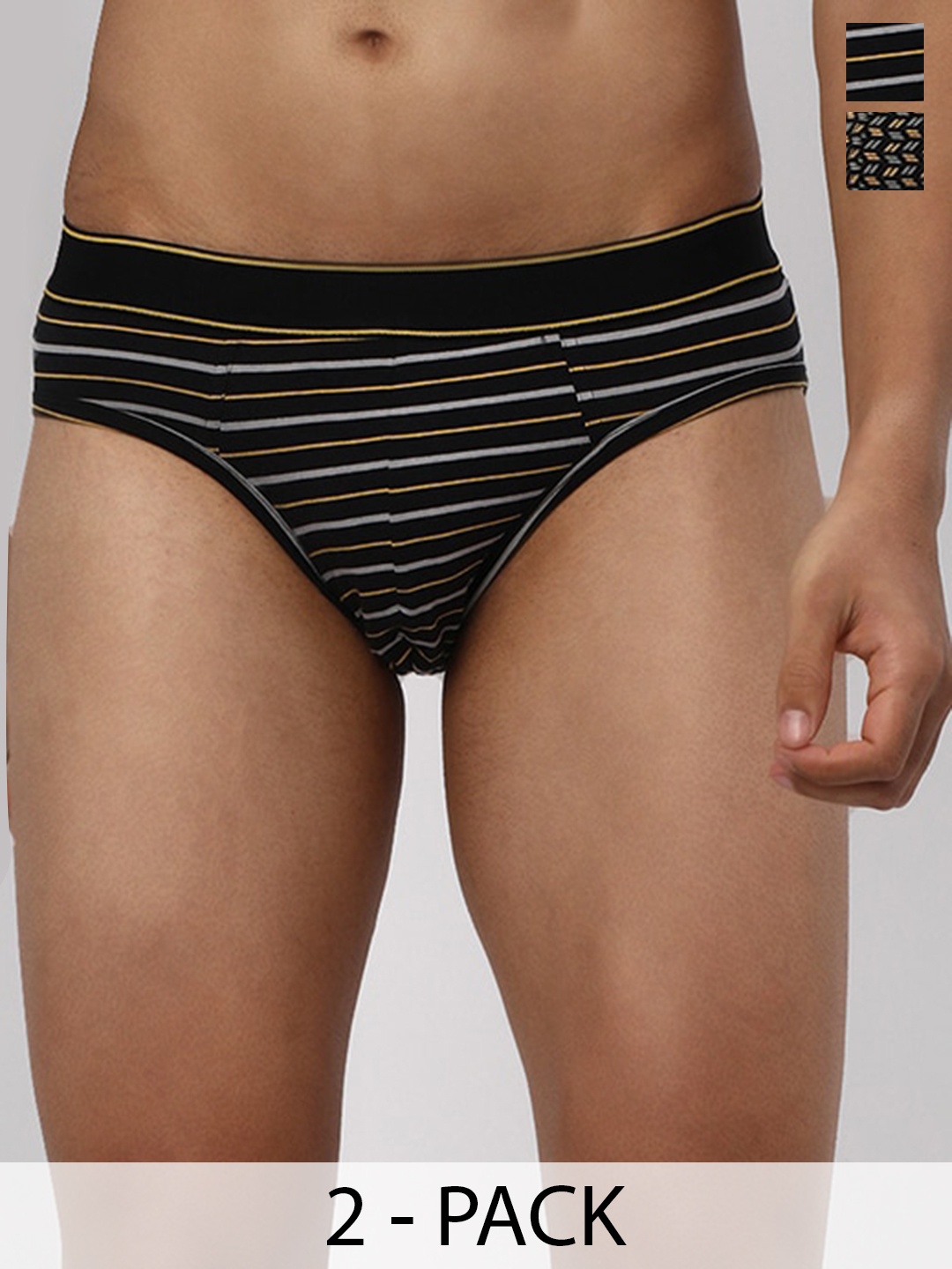 

R&B Men Pack Of 2 Low-Rise Cotton Basic Briefs 8909006053695, Black