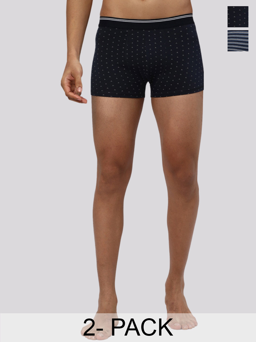

R&B Men Pack Of 2 Printed Cotton Trunks 8909006053190, Navy blue
