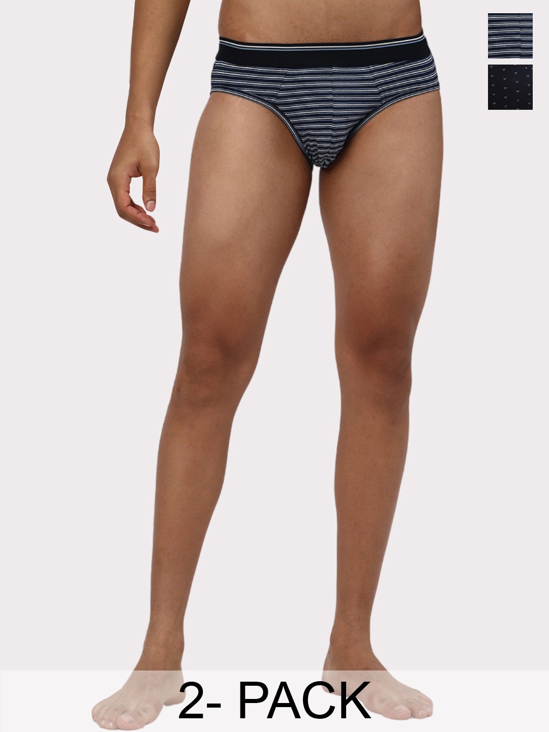 

R&B Pack Of 2 Low Rise Cotton Basic Briefs 8909006053497, Black