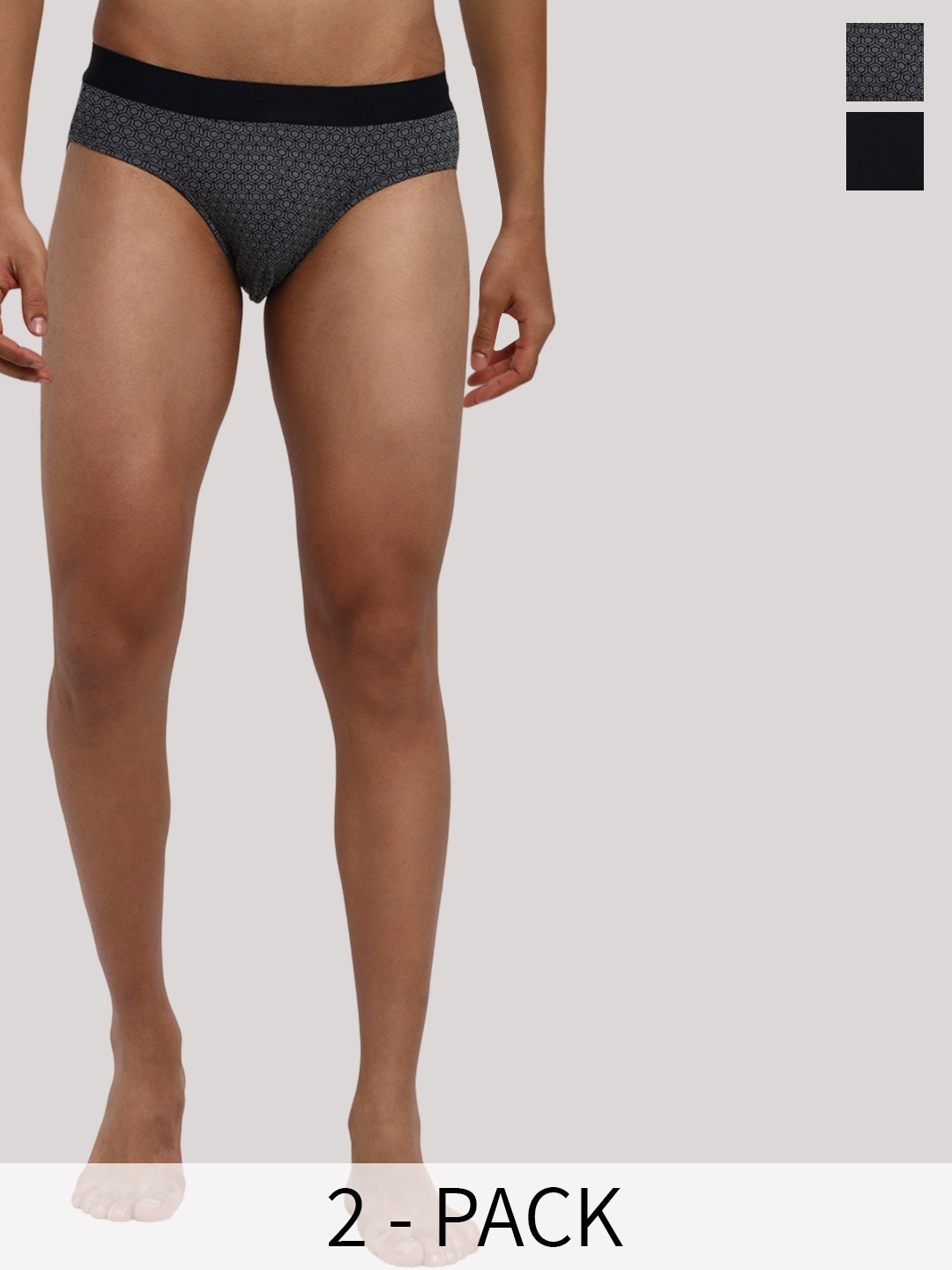 

R&B Pack Of 2 Low Rise Cotton Basic Briefs 8909006053541, Grey