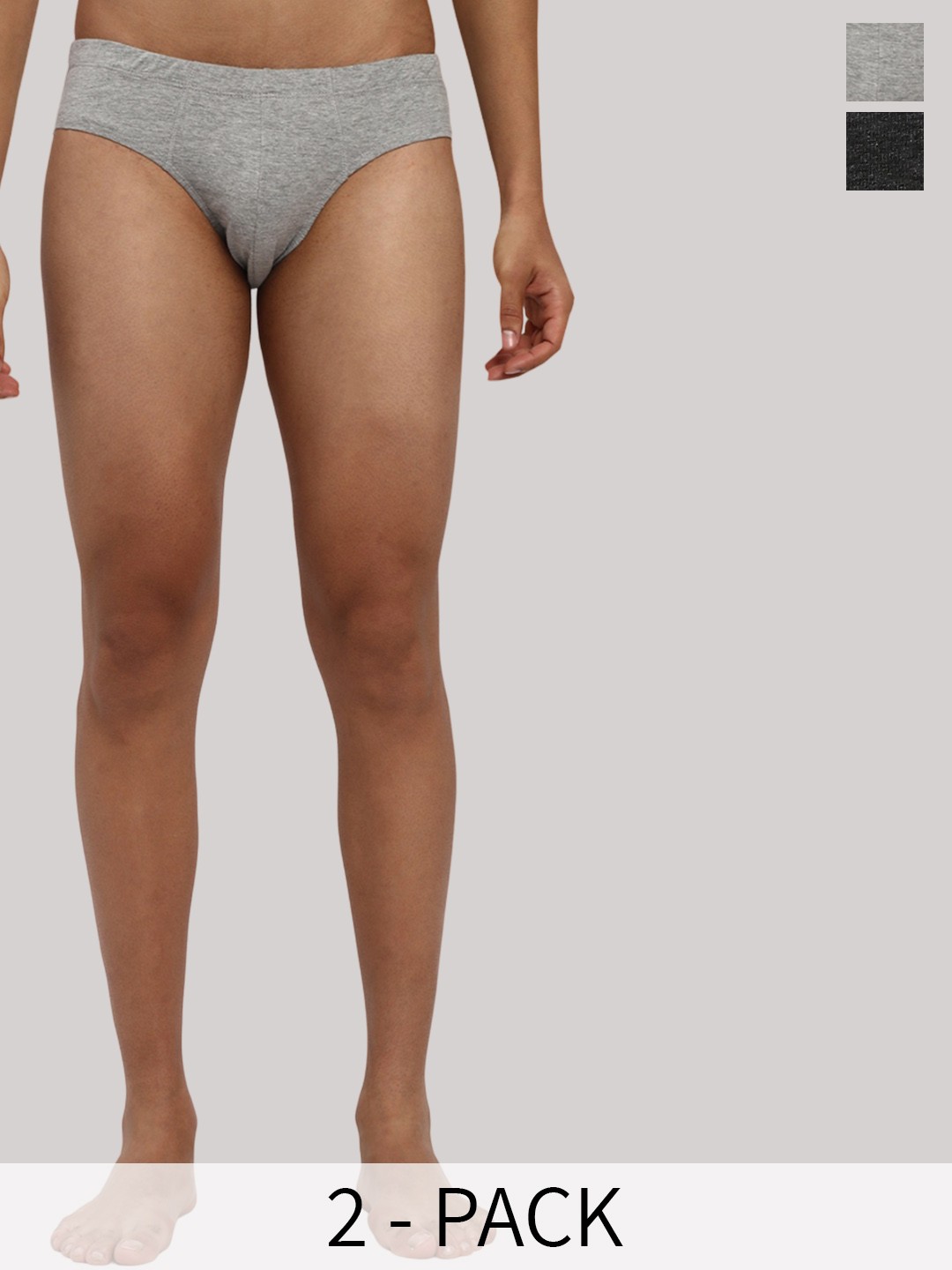 

R&B Men Pack Of 2 Low-Rise Cotton Basic Briefs 8909006068699, Grey